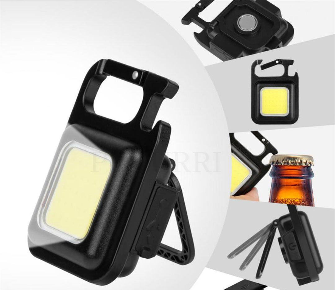 2x1⚡💡 Mini Linterna LED Multifuncional | Llavero + Abrebotellas 🔑🍻