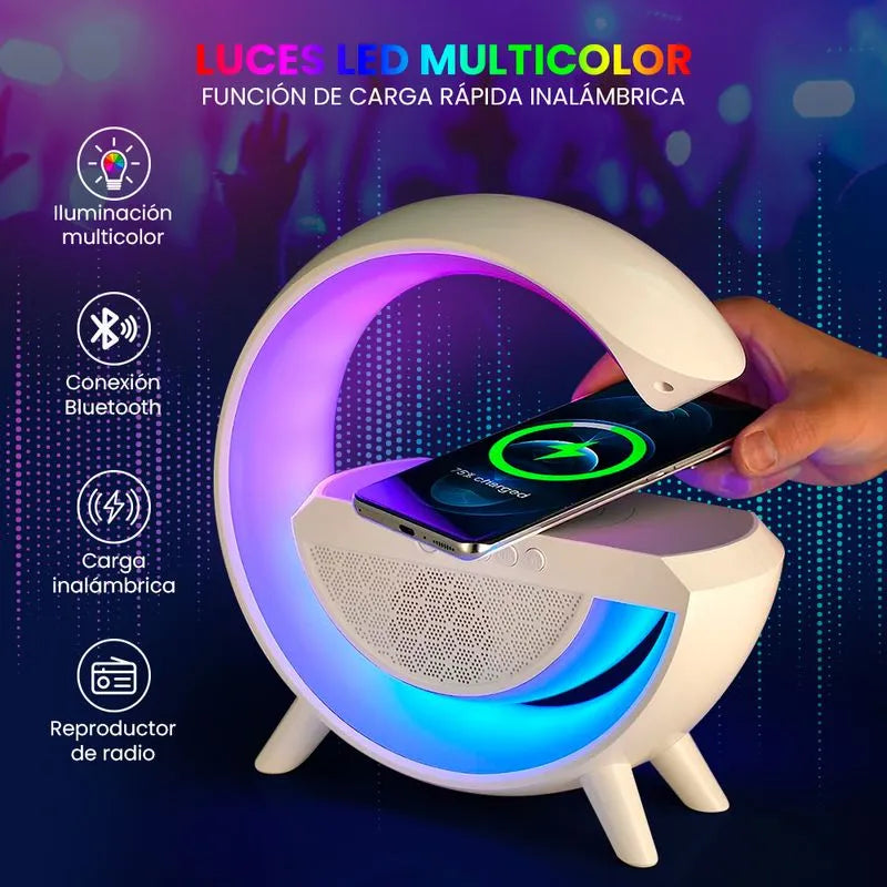 🎵🔊 Bocina G | Luces LED ✨ ⏰🔋 Cargador + Alarma