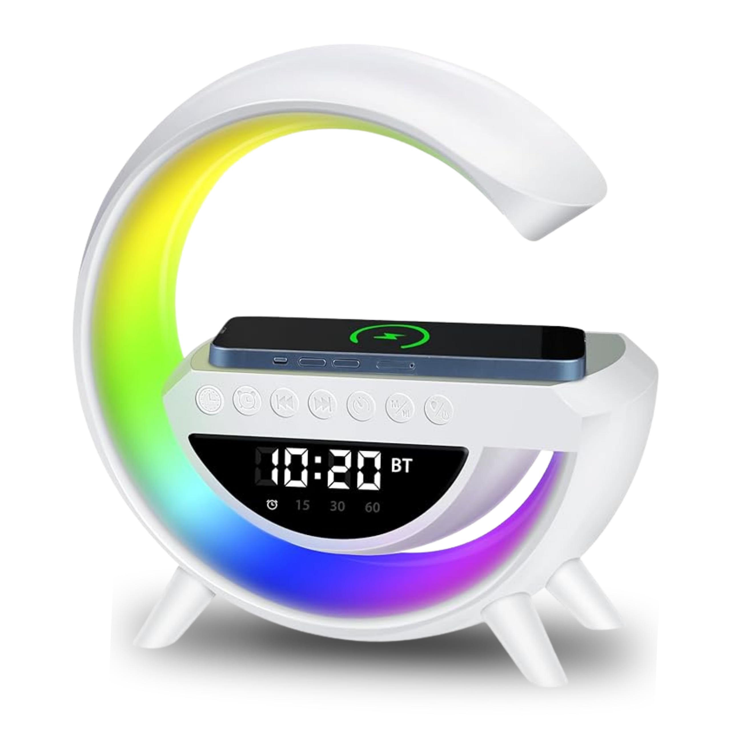 🎵🔊 Bocina G | Luces LED ✨ ⏰🔋 Cargador + Alarma